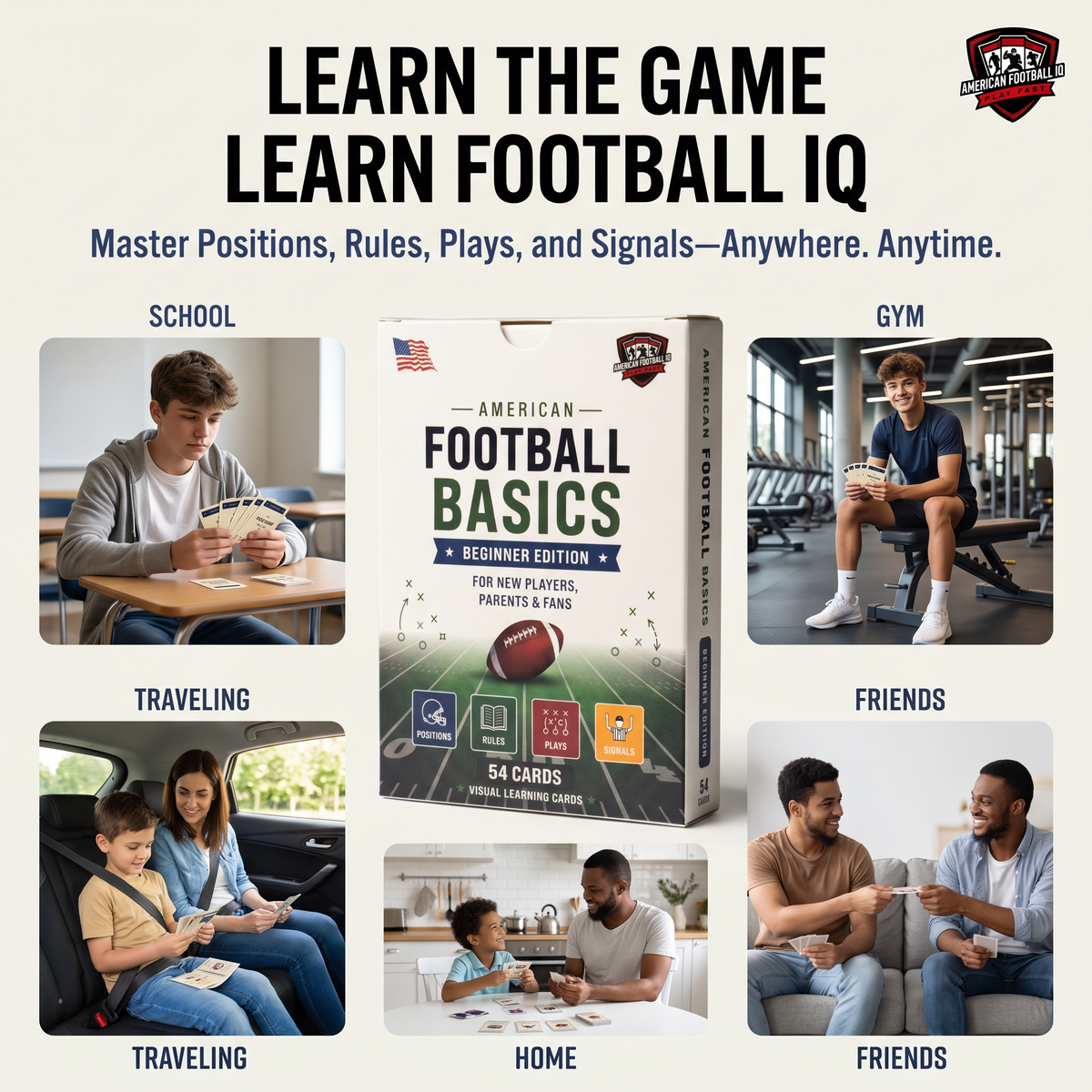 American Football Basics used at school, the gym, traveling, with friends and at home