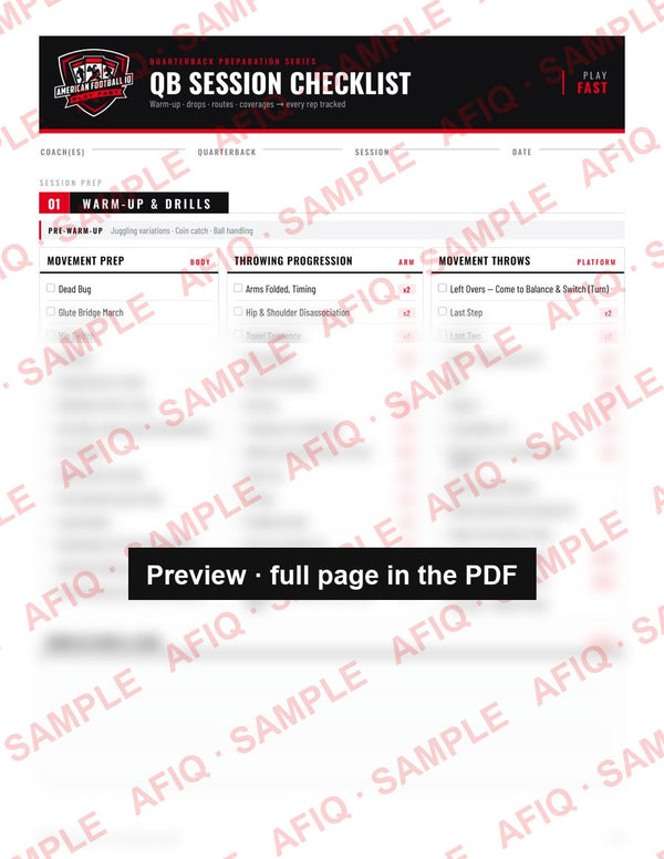 QB Session Checklist (Printable PDF)